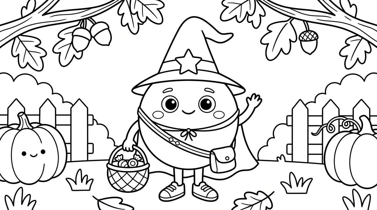 Lumi jelmezben – könnyű halloween színezőlap