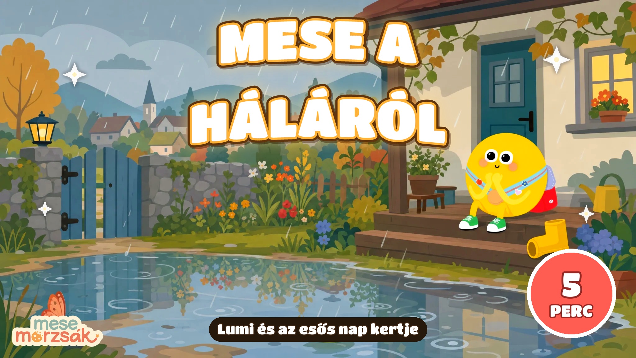 Esti mese gyerekeknek – Lumi és az esős nap kertje, mese a háláról
